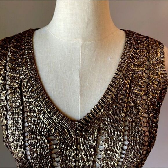 BCBGMaxazira Gold Metallic Vest XSMALL - Picture 2 of 7